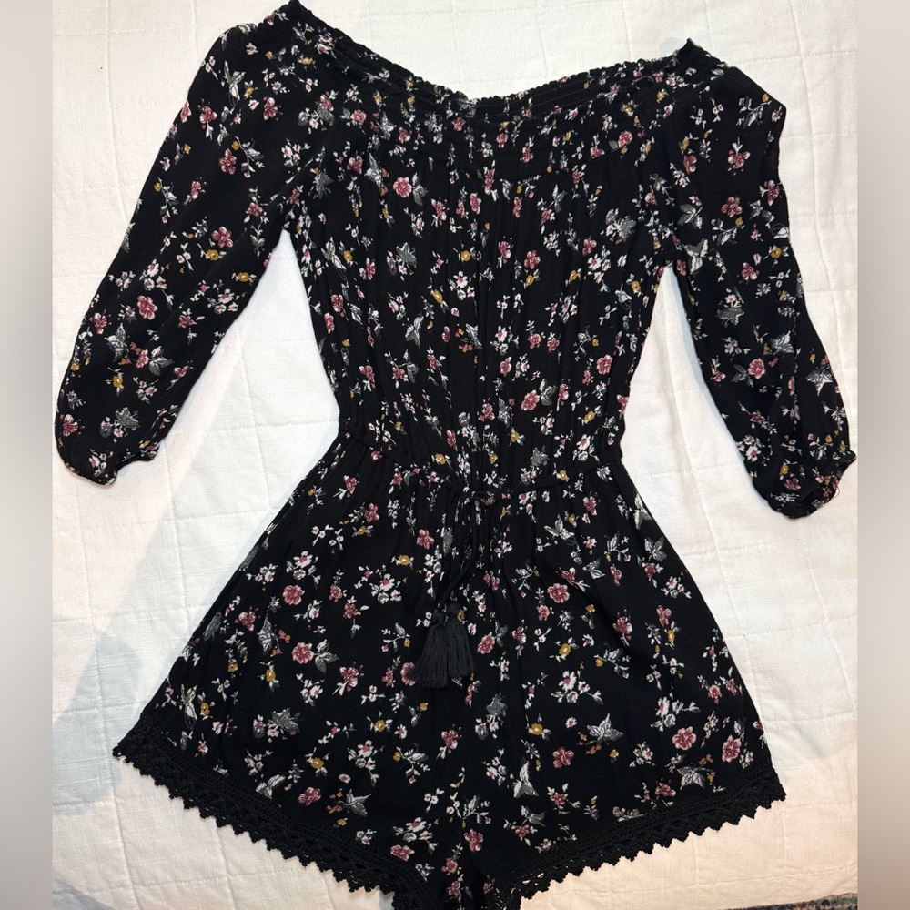 Abercrombie & Fitch Black Floral Romper